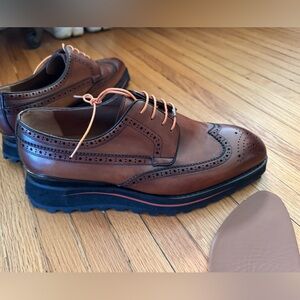 Leizilei handmade HighME wingtips NEW Derby 9.5 Men's Brown Brogue Shoes